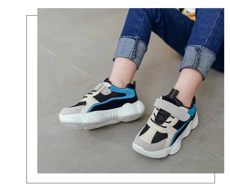 Детская обувь 2019 г. Новая Осенняя обувь для мальчиков и девочек дышащие спортивная обувь для детей сетчатые повседневные кроссовки для