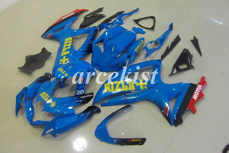 4 подарки ABS литья под давлением Обтекатели комплект подходит для Suzuki GSX-R600 R750 600 750 K8 2008 2009 2010 08 09 10 на заказ синий желтый
