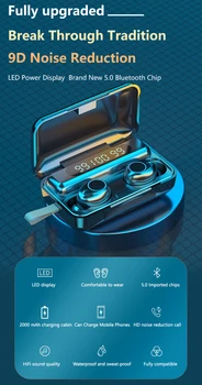 

F9 TWS Breathing Light Smart Touch 9D Stereo Wireless Bluetooth Earphone 5.0 LED Display With Microphone 2000 MAh Charging Box