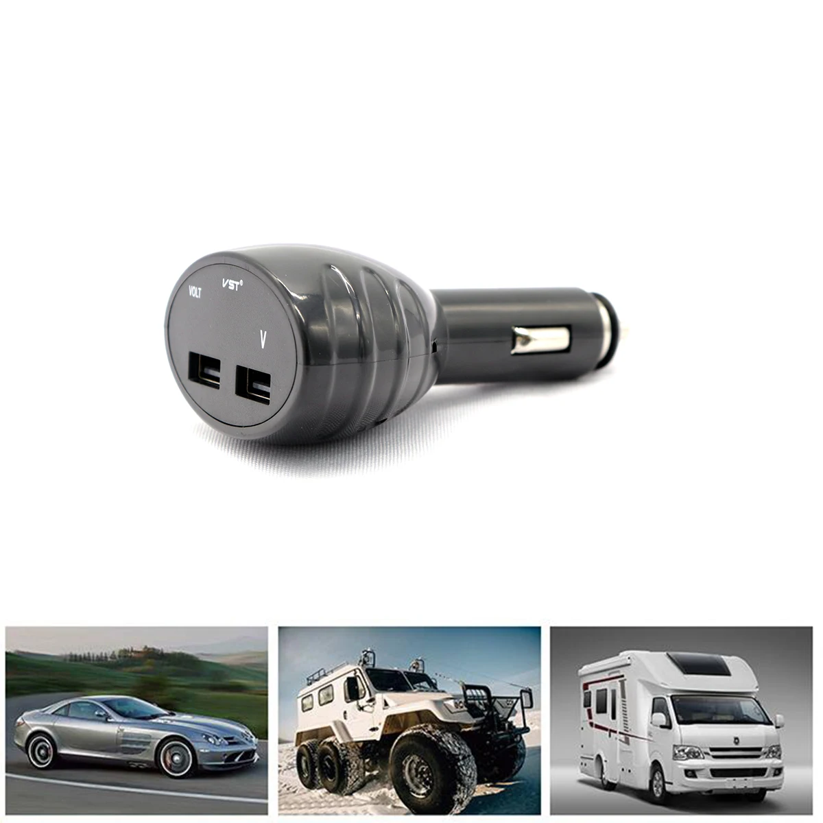 1 шт. Переходник USB для зарядки в машине цифровой дисплей двойной usb порт 2.1A USB Зарядка адаптер автомобильное напряжение дисплей авто зарядное устройство(черный