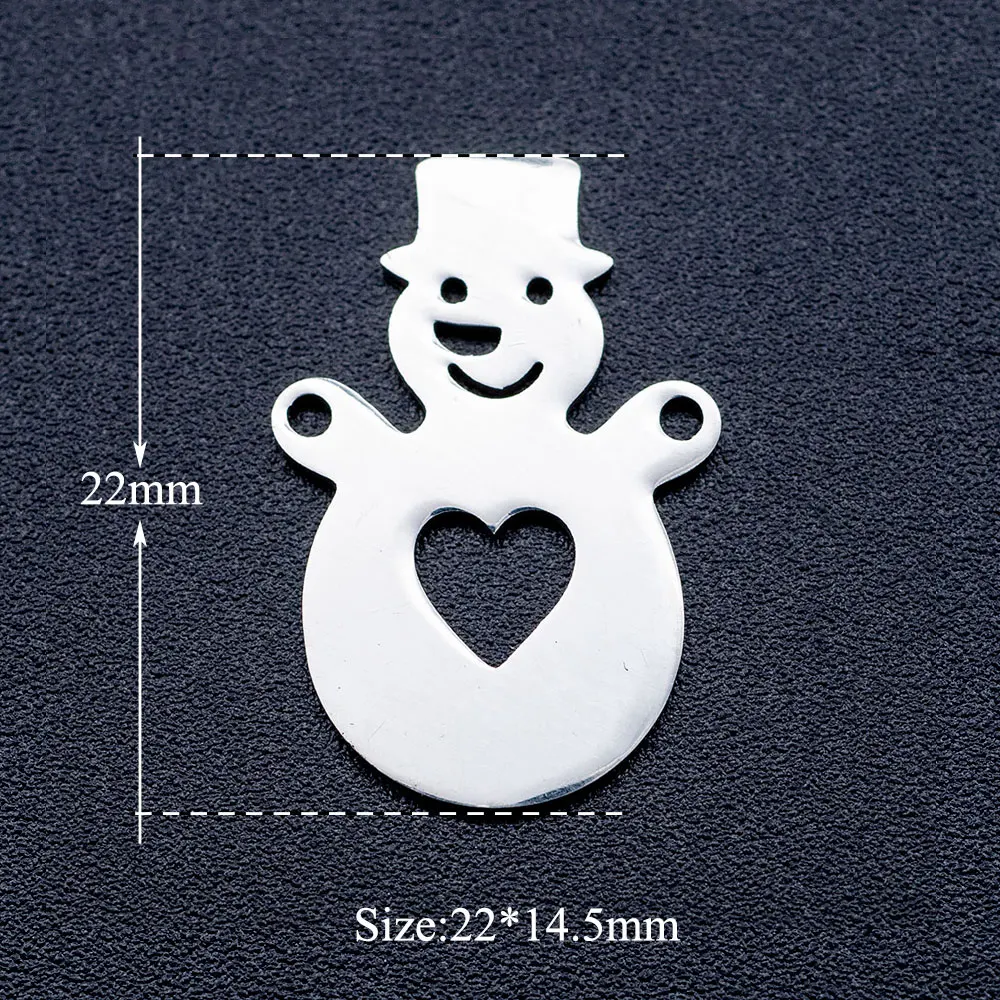 JA340-1x5 5pcs/lot 316L Stainless Steel Crhistmas Father Santa Claus Deer Tree DIY Connector Charm Wholesale Factory Direct Selling - Окраска металла: JA340-1x5