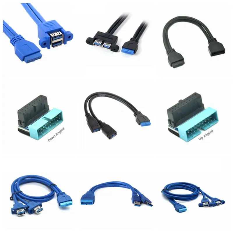 20-контактный удлинитель для материнской платы USB 3 0 Кабель-адаптер с двойным