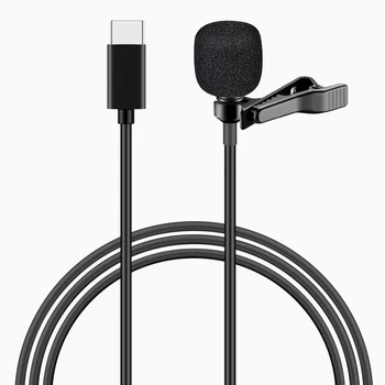 

Phone Microphone with Collar Clip Omnidirectional Condenser Microphone for Type C Interview Vlog Live New Arrival