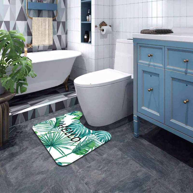 Plant Series Toilet Chamber Pot Mat U-Shaped Coaster Bathroom Mat Toilet Water-Absorbing-Slip Mat Machine Washable