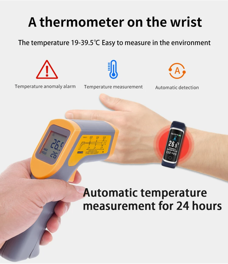 EFFEOKKI Wearfit 2.0 Smart Bracelet Watch Children Kids Step Counter Heart Rate Thermometer Screen Touch Fitness Band Tracker