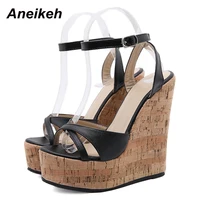 Aneikeh NEW Sexy Shoes for Women 2025 Fashion Platform Sewing Wedges High Heels Patchwork Retro Sandals Summer Femmes Chaussures - Image 4
