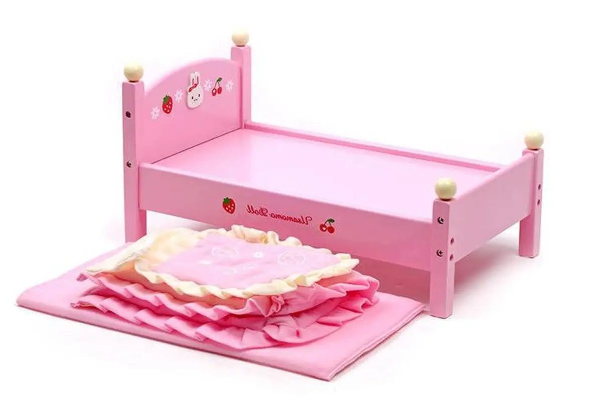  Home-crossing Baby Bed Wooden Children's Toys Girls'kindergarten Simulated Infant Props A Birthday 