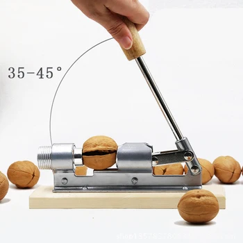 

Stainless Steel Nutcracker With Wooden Handle Multi-Function Nut Cracker Sheller Walnut Cracker Plier Metal Opener Kitchen Tool