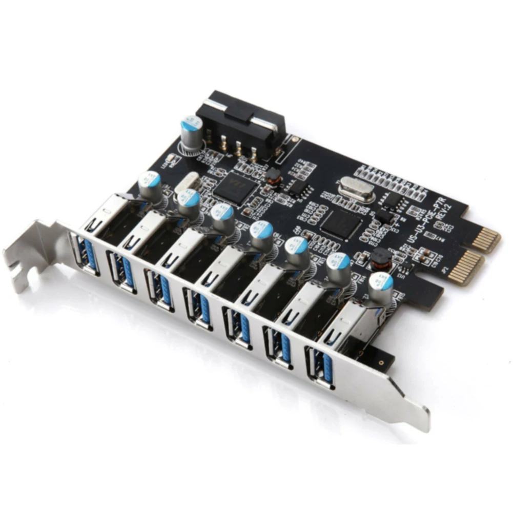 

Expansion Card Internal USB 3.0 Black Desktop SuperSpeed 7 Port Add On Hub Adapter Mini PCI-E Express 5V 4 Pin
