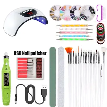 

Nail Art Tool USB 45W UV LED Nail Polish Dryer Lamp Electric Grinder Polisher Brush Dotting Painting Pen Manicure Set