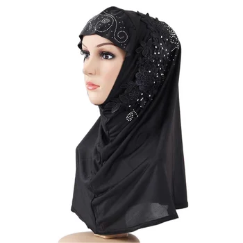 

Muslim Hijabs Women Muslim Stretch Lace Turban Hat Chemo Cap Hair Loss Head Scarf Wrap Cap