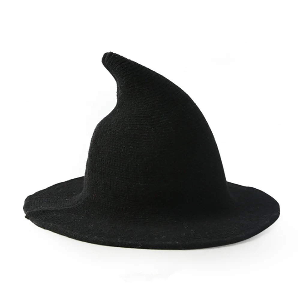 Black Modern Witch Hat Made From High Quality Sheep Wool Halloween Party Witch Hats US - Цвет: Black