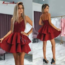 Блестящий темно-красный кружевной топ с блестками платья для выпускного вечера Короткое мини с открытой спиной коктейльное платье платья для выпускного вечера