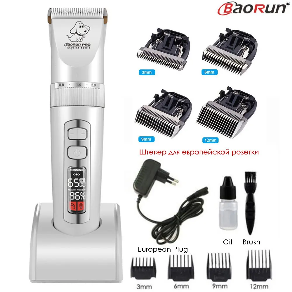 White Add 4pcs Blade Baorun P9 машинка для стрижки собак Профессиональный ЖК-экран ПЭТ Кусачки для кошек электрический триммер для ухода перезаряжаемая машинка для стрижки животных - Цвет: White Add 4pcs Blade