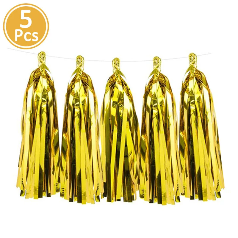 5pcs paper tassel Большие воздушные шары из фольги цвета шампанского с Рождеством, вечерние украшения для дома, украшения для дерева - Цвет: 5pcs paper tassel