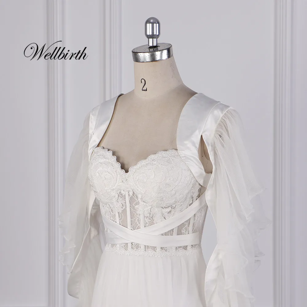 100% реальное изображение Wellbirth Vestido de novia Милая молния сзади с курткой Русалка свадебное платье