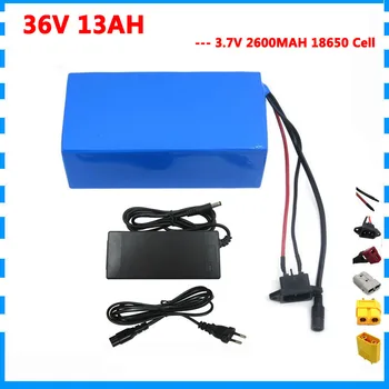 

500W 36V 13AH lithium ion battery pack 36V Electric bike scooter bicycle bateria 2600mah 18650 cells 15A BMS Free customs fee