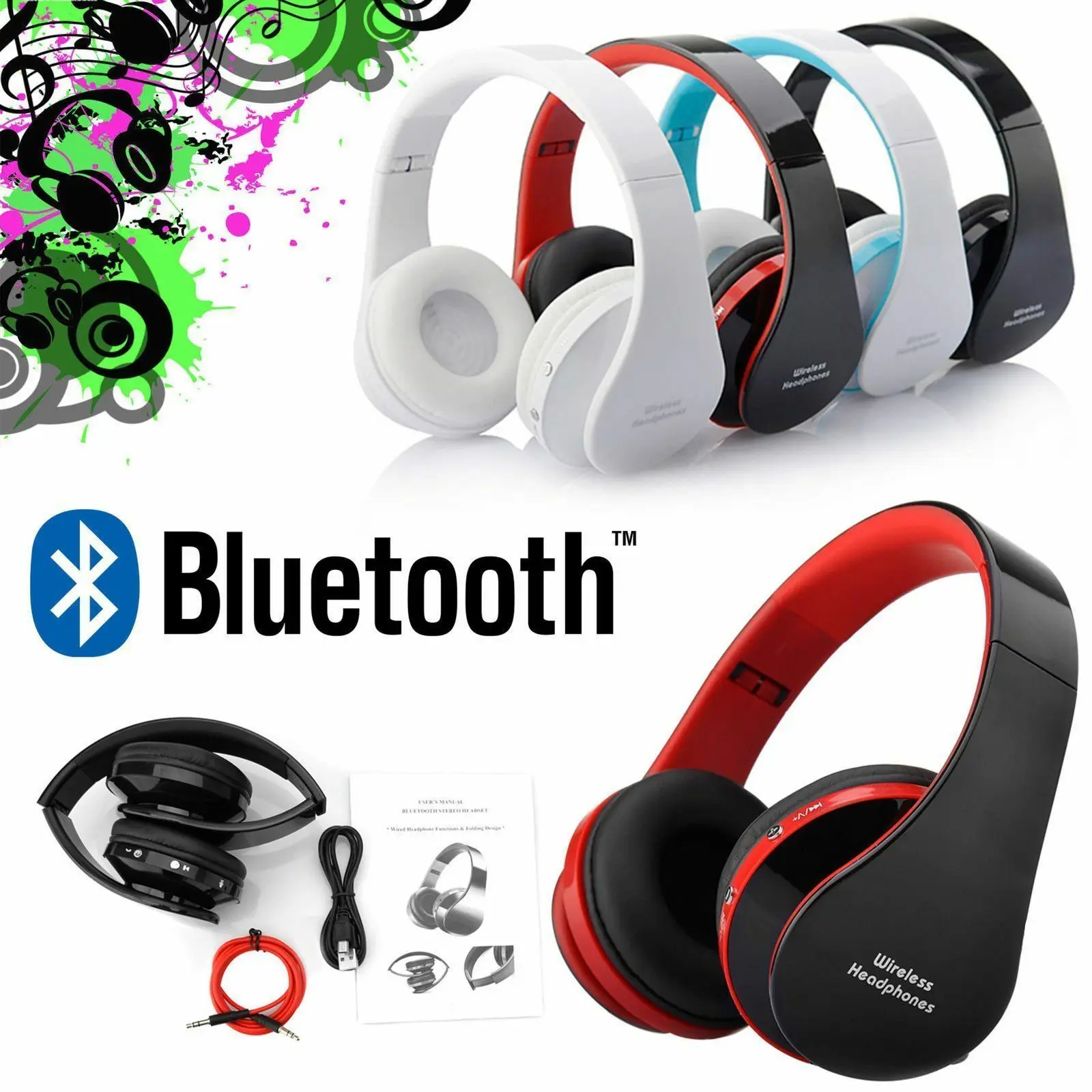 Bluetooth наушники KOOYUTA Wi Fi Airpods беспроводные складные стереонаушники с микрофоном