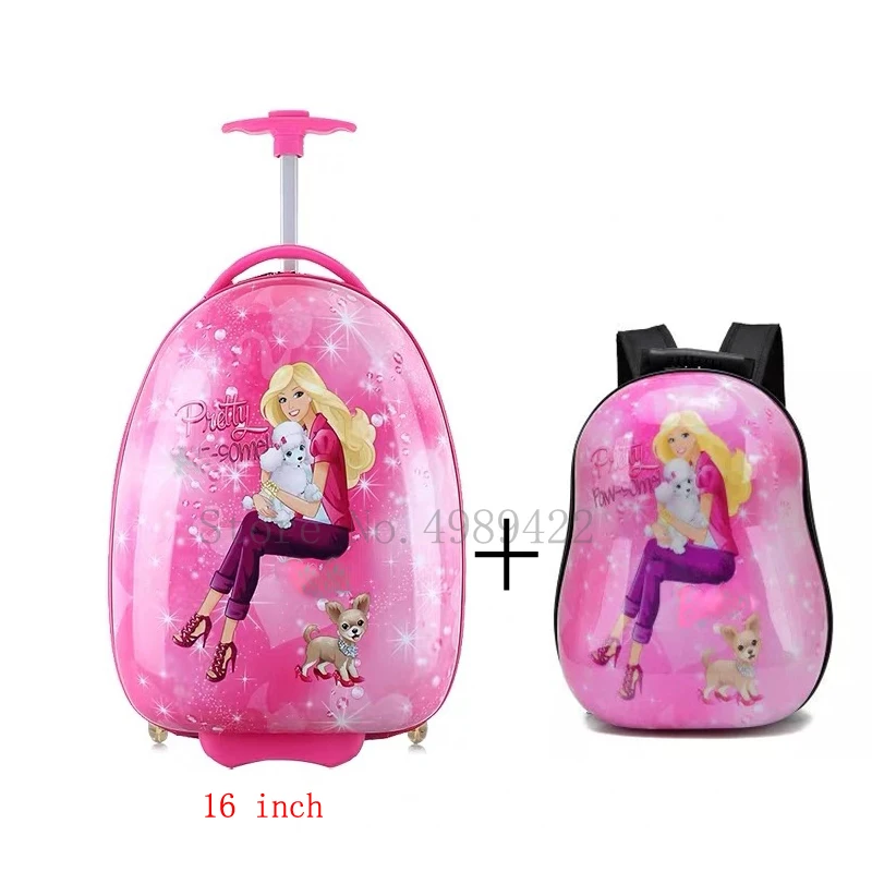 16inch luggage set Мультяшный детский Багаж, Дорожный чемодан на колесиках, багажная сумка на колесиках, 16 дюймов, милый детский рюкзак на колесиках, Подарочный рюкзак - Цвет: 16inch luggage set