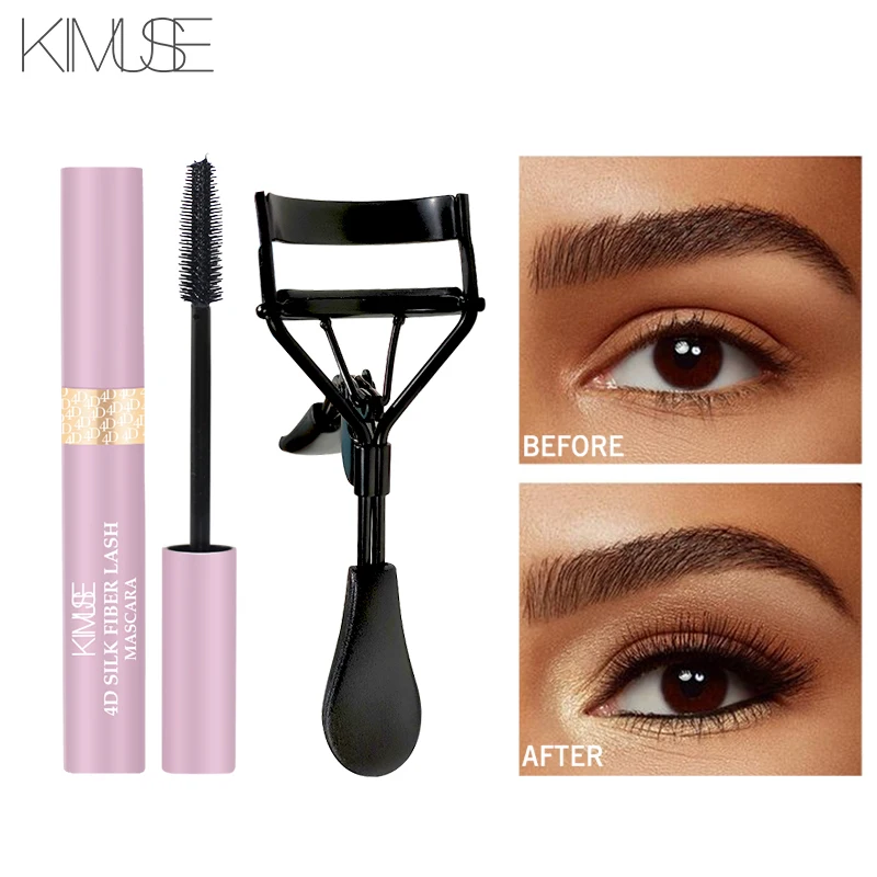 KIMUSE 4D Silk Fiber Lash Sex Mascara Makeup And Eyelash Curler Makeup Beauty Tools Lengthening EyeLashes 1