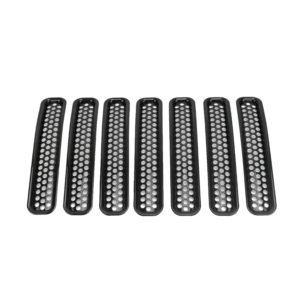 7PCS Decorative Circle Front Grille Insert Mesh Light Circle Grille Guard for 2007- Jeep Wrangler JK 2 Door