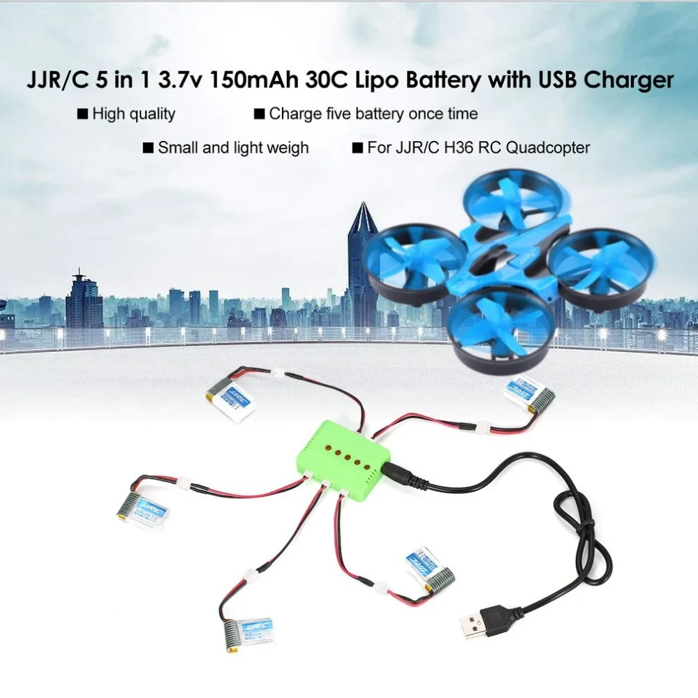 JJR/C 4/5 шт. 3,7 в 150 мАч Lipo батарея USB зарядное устройство для H36 Goolrc T36 Eachine E010 E011 E012 нh 010 RC Мини Квадрокоптер