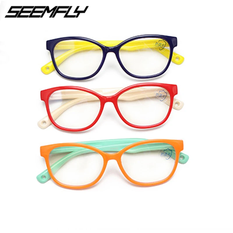 Seemfly, анти-синий светильник, очки, компьютерная оправа для детских очков, девочка, мальчик, дети, блокировка игр, TR90, силиконовые защитные очки