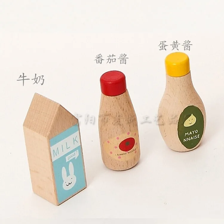 Educational Export Wood Kitchen Play House Model Seasoner Soy Sauce Bottle Pepper Pots Toy Wood