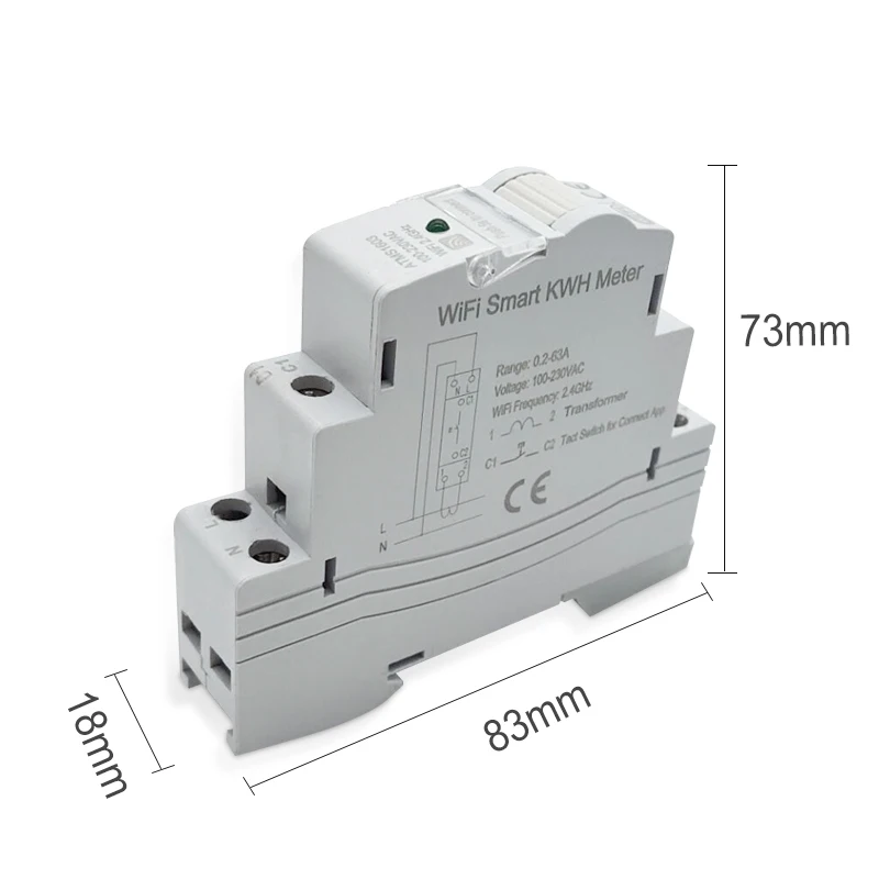 Medidor de Energia Medindo com Precisão Monitor de Uso de Energia e Registro de Histórico de Energia Tuya Monofásico Inteligente Wi-fi Trilho Din Voltímetro Amperímetro 63a - Image 6