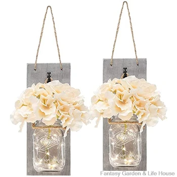 

Practical Mason Bottle Wall Lamp Home Mason Jar Wall Lamp Simulation Flower Garden Decorations Lamps