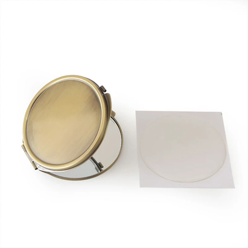 Personalised Handwork Metal folding Cosmetic Pocket Mirror For Promotional Decoration Gift+Epoxy Sticker 10/Lot