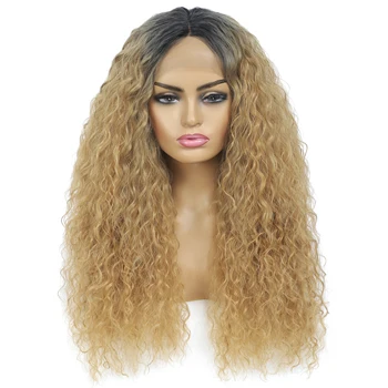 

MISS ROLA 26 Inch 180G Synthetic Lace front Wigs kinky Curly Long Ombre Wigs For Women Kanekalon Cosplay Wig Fake Brown Hair