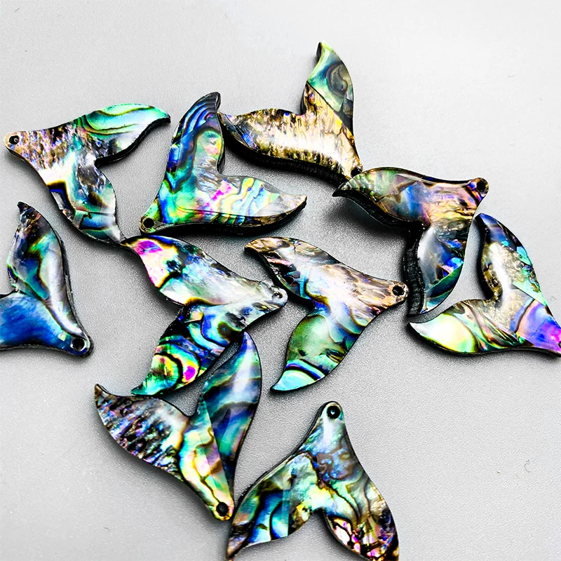 5PCS Natürliche Abalone Shell Fischschwanz Anhänger Charms Mutter der Perle Shell für DIY Schmuck Machen Fischschwanz Muschel Geschenk 25*20mm – Detail 4