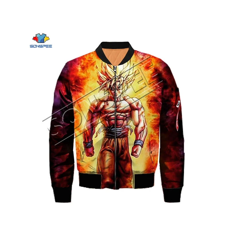 18 3D печать Dragon Ball Летающая куртка, Мужская зимняя теплая куртка-Авиатор, мотоциклетная куртка, бейсбольная куртка, хоккейная куртка - Цвет: 18