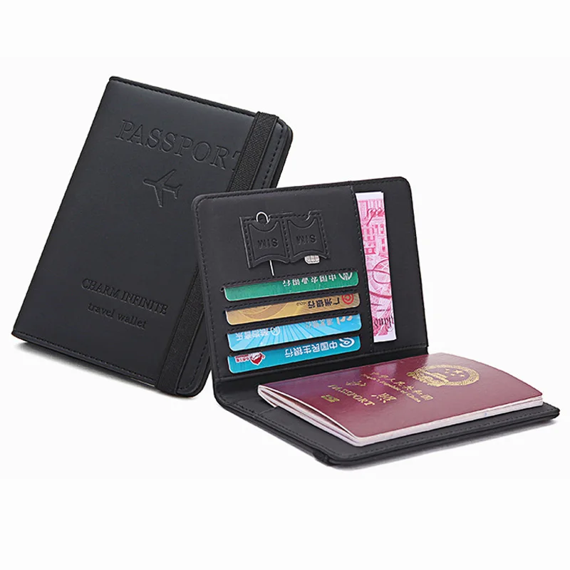 Дорожный держатель для паспорта, кошелек, держатель RFID Блокировка, кожаный чехол для карт, чехол для США