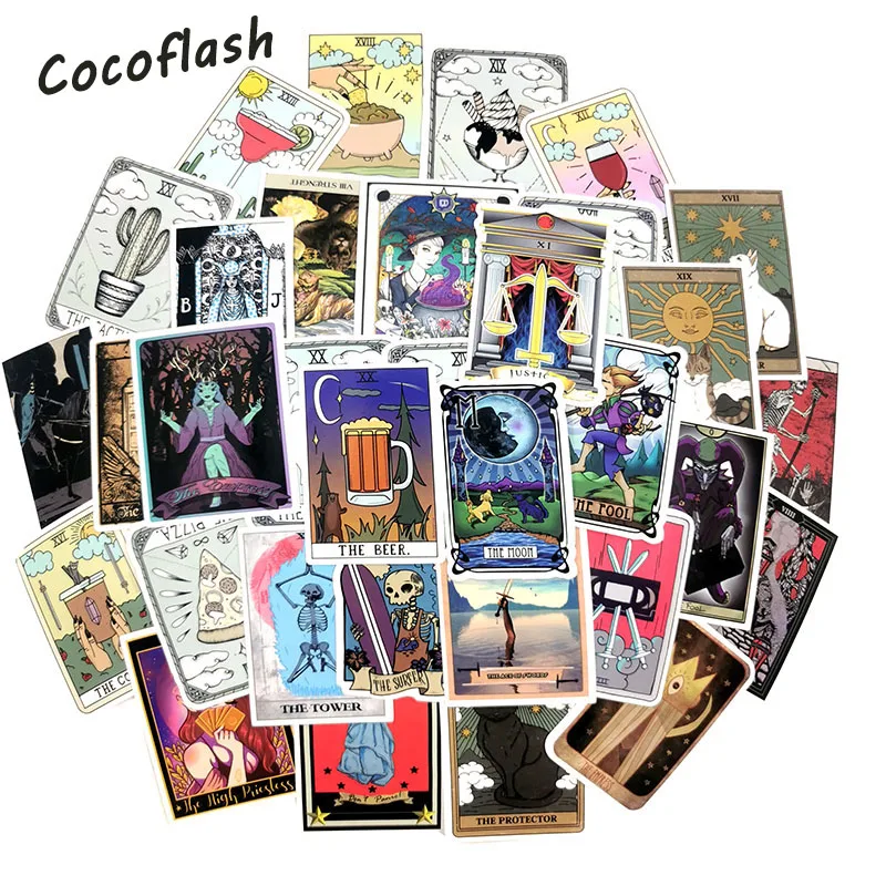50pcs/Pack Divination Card Tarot Stickers Waterproof Motorcycle Skate Phone Guitar Laptop Motorcycle Suitcase Sticker Pegatinas
