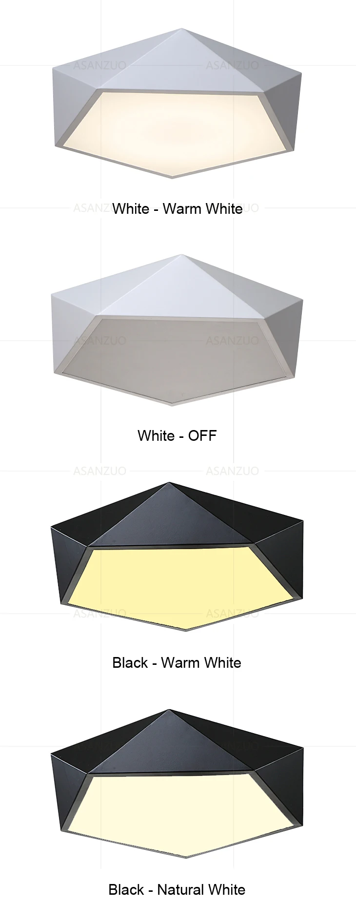 Modern LED Ceiling Light Lamp Pentagon Multicolor Children Ceiling Light Lighting Fixture Bedroom Surface Mount Living Room lamp
