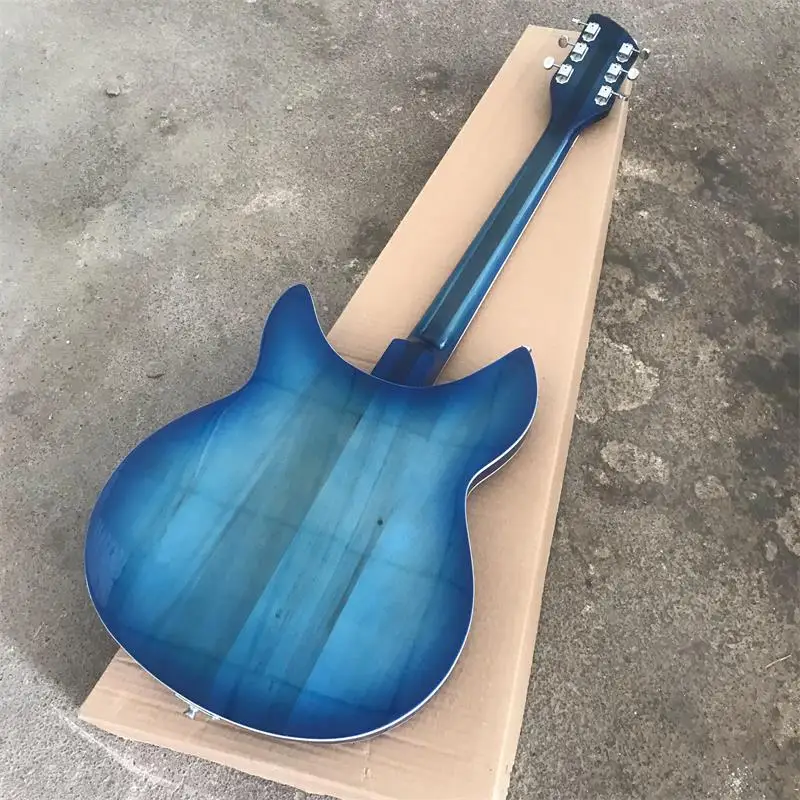 Guitarra azul oceano de 6 cuerdas dos salidas, diapasón de palo de rosa Envio