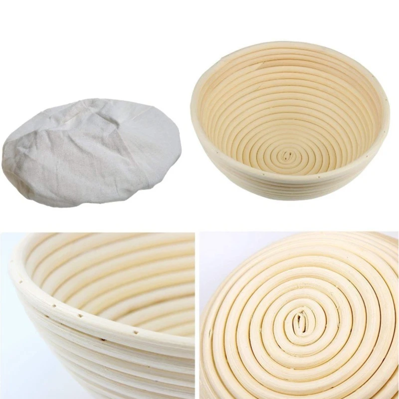 Набор круглых корзин для расстойки баннетона-набор для выпечки неотбеленного натурального тростникового хлеба с тканевым вкладышем