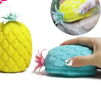 

2Pcs Silicone Bath Brush Cartoon Pineapple Shape Body Shower Brush Body Exfoliator Back Massage Tool