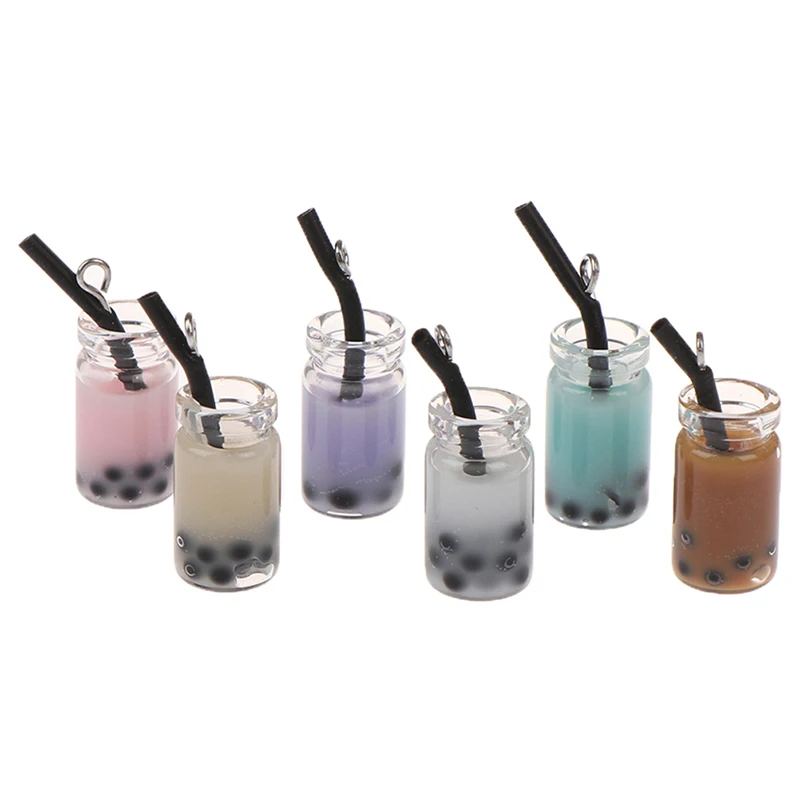 2pcs Mini Gifts Milk tea Model Toy 1:12 Resin Dollhouse Mini Lemon Milk Tea Water Cup Miniature Dollhouse Accessories Cups Toy