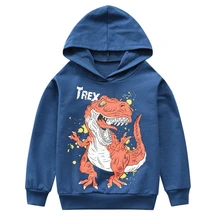 Детская толстовка с капюшоном для маленьких мальчиков и девочек; сезон осень-зима; пуловер с длинными рукавами; Топы с капюшоном с изображением динозавра; популярная одежда для маленьких мальчиков и девочек; От 1 до 6 лет