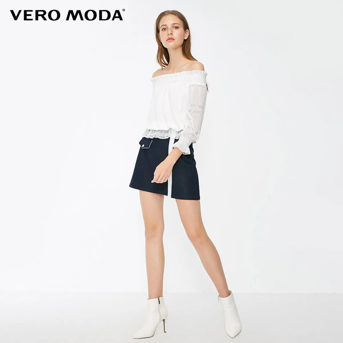 Vero Moda женские кружевные топы с вырезом лодочкой 3/4 рукавами | 318330521