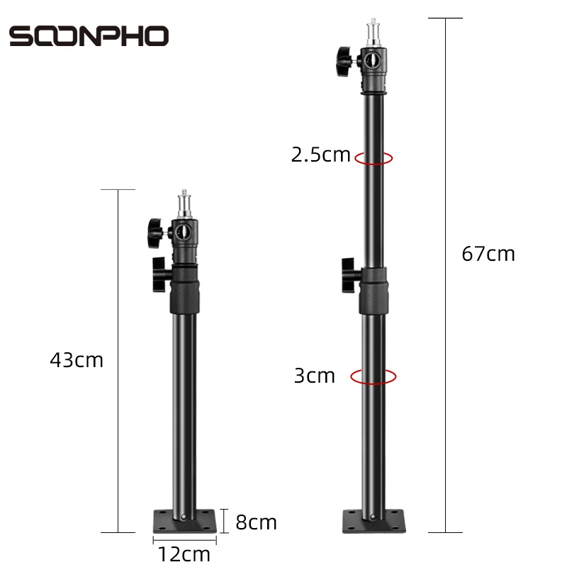 Soonpho Wall Ceiling Mount Light For Flash Lamp LED Lights Softbox Photo Studio Live broadcast vedio 3/8" 1/4" Stud 5.0 Tripod