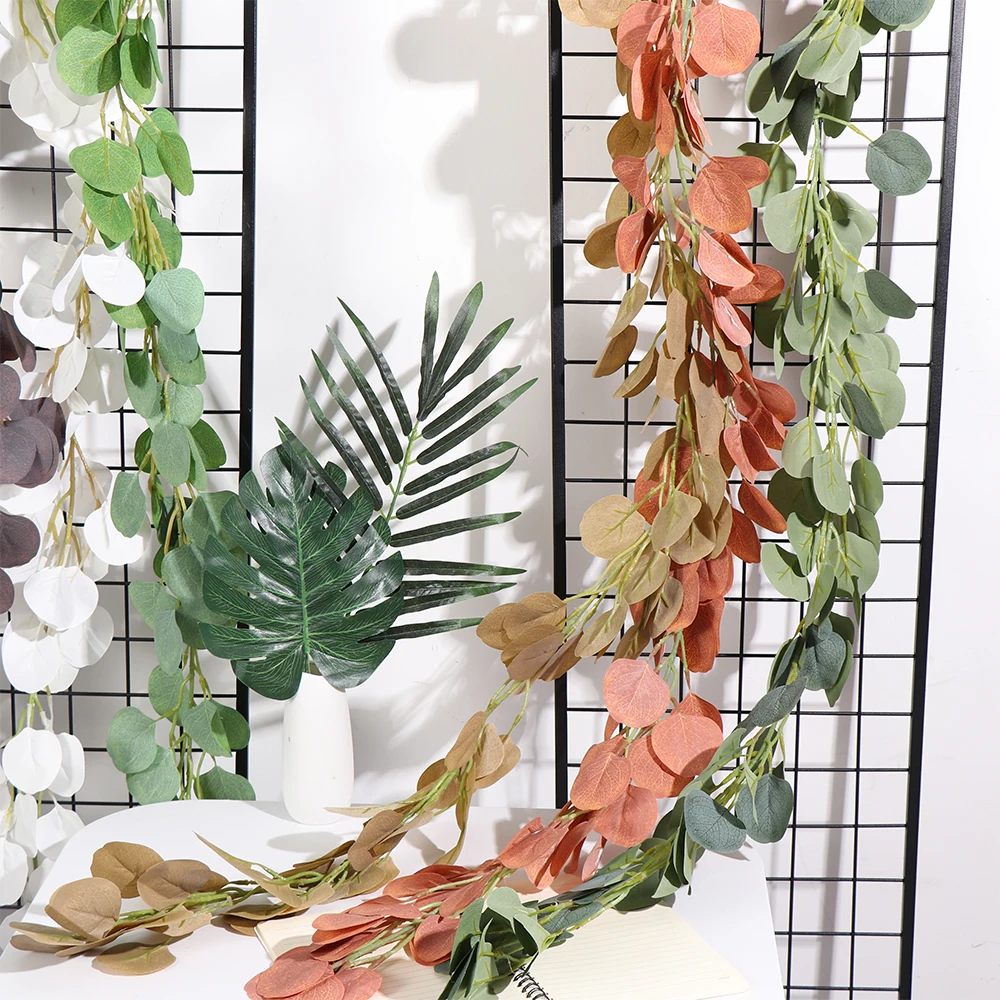 1 м/2 м DIY свадебная гирлянда эвкалиптовая лоза венок листва искусственные листья из ротанга вечерние домашний декор