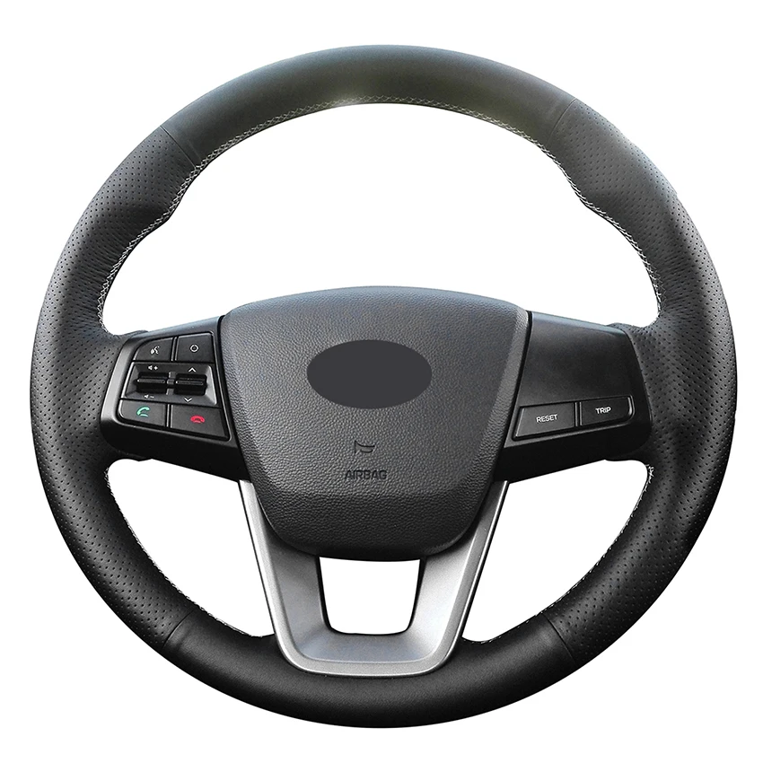 Hand-stitched Black Genuine Leather Anti-slip Car Steering Wheel Cover for Hyundai ix25 2014-2016 Creta 2016 2017 | Автомобили и