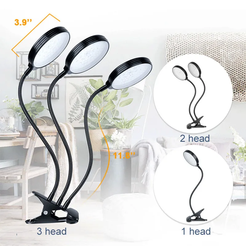 Full Spectrum LED Grow Light 15W 30W 45W Flexible Clip USB Power Supply Desktop Plant Growth Light For Flower Plant Lamp