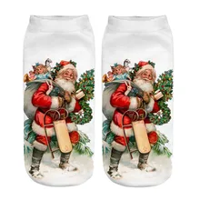 Осенне-зимние носки женские хлопковые повседневные 3D Мультяшные Забавные милые носки до лодыжки Хэллоуин Рождество печать лодка носки женские