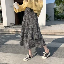 M-4XL большого размера осенняя и зимняя юбка размера плюс Толстая мм200 кг средняя длина французский стиль тонкая многослойная юбка