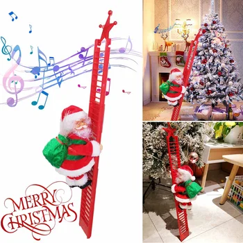 

Christmas Electric Santa Claus Climbing Ladder Doll Music Creative Xmas Decor Kid Toy Gift Christmas Tree DIY Party Decor